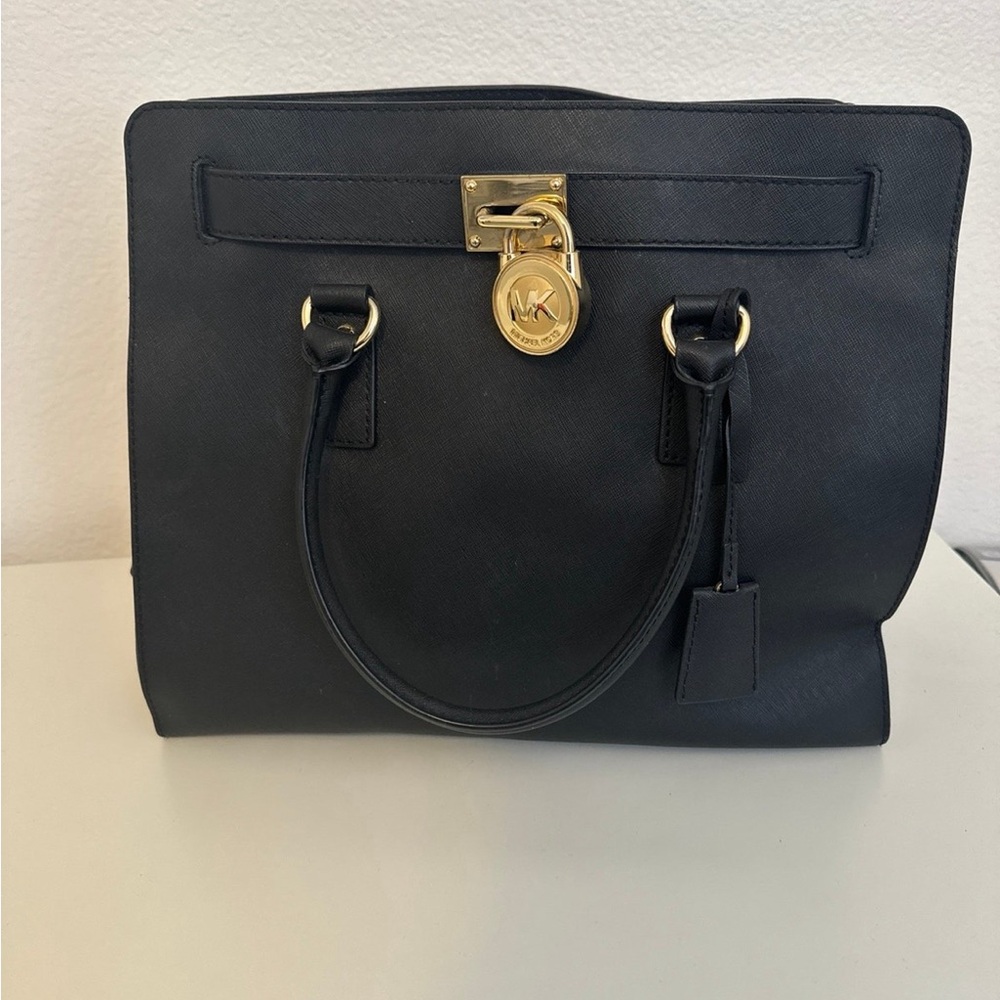 Michael Kors Black Satchel with Gold Accents